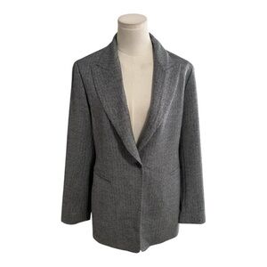 LAFAYETTE 148 Houndstooth Black‎ Gray Wool Blazer Jacket Size 8 Work Business